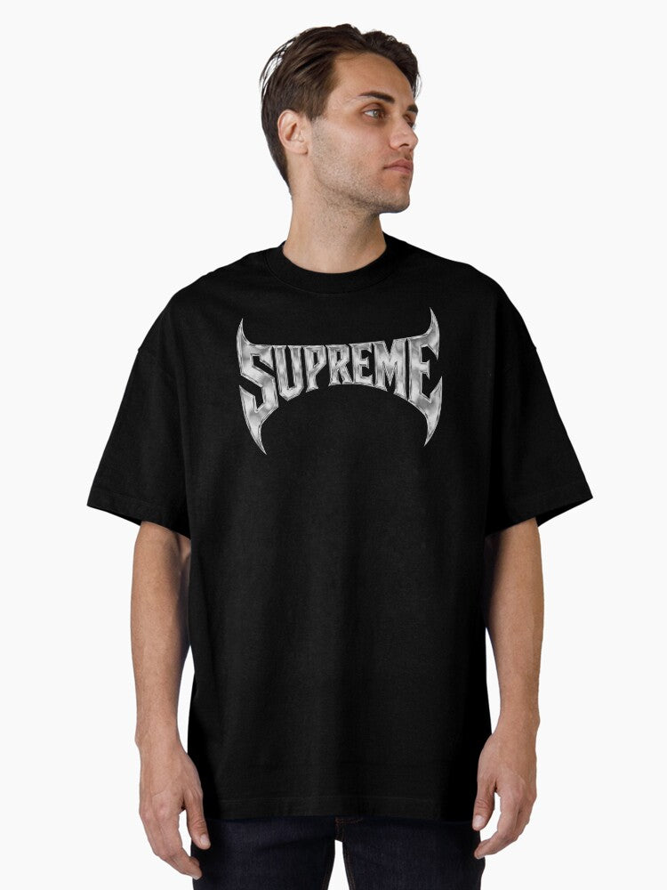 Supreme Sharp Logo Silver Metallic Gothic Chrome Streetwear Oversized T-Shirt T-Shirt | Exclusive Edition | High Demand Item