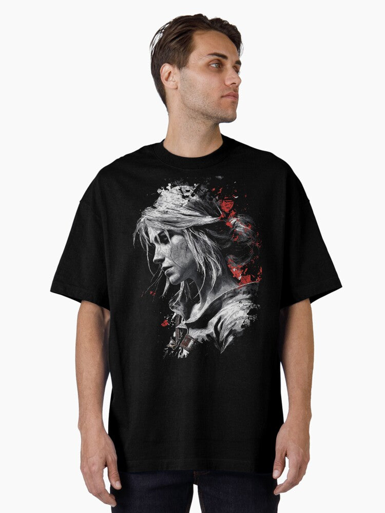Ciri Witcher Fan Art - Ashen-haired Sorceress Warrior Adventure Graphic Tee Design Oversized T-shirt | Premium Basketball Jersey | Fan Edition Apparel