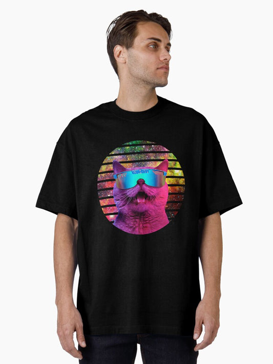 Happy Cat Universe Sunglasses Sunset Oversized T-Shirt T-Shirt | Best-Selling Artwork | Great Gift Idea