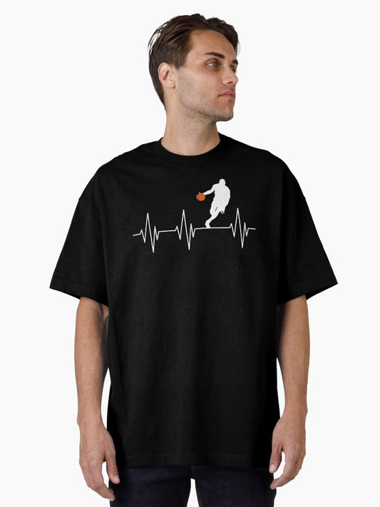 Basketball Heartbeat Oversized T-shirt | Premium Basketball Jersey | Fan Edition Apparel