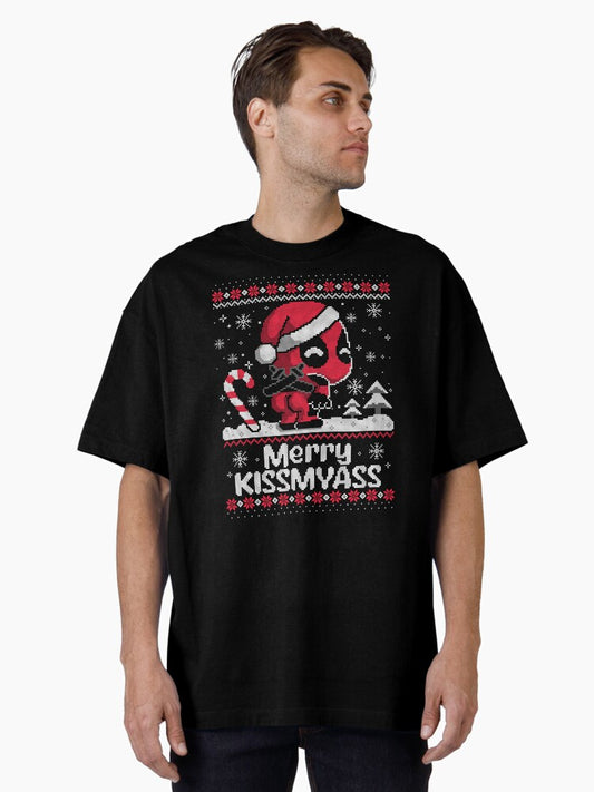Merry kissmyass superhero ugly christmas sweater Oversized TShirt T-Shirt | Seasonal Must-Have | Limited Christmas Style