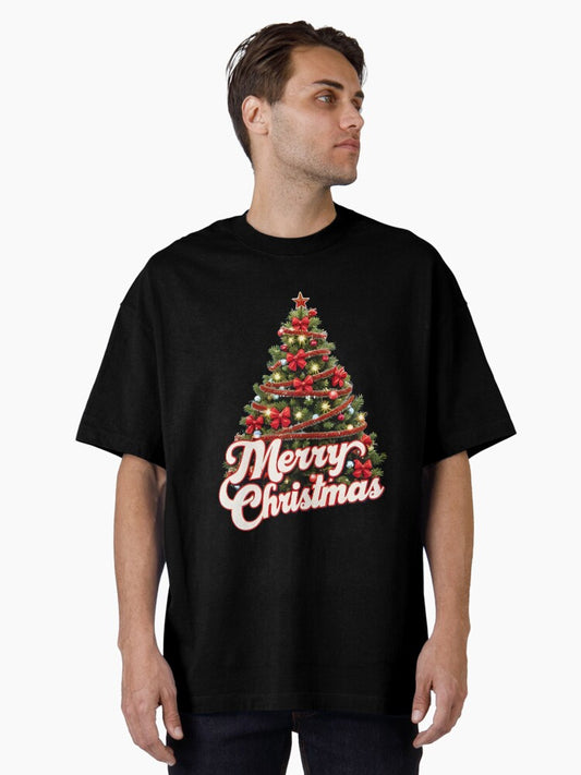 Bold Retro Christmas Tree Graphic MidCentury Holiday Oversized TShirt T-Shirt | Premium Graphic | Great For Christmas Season
