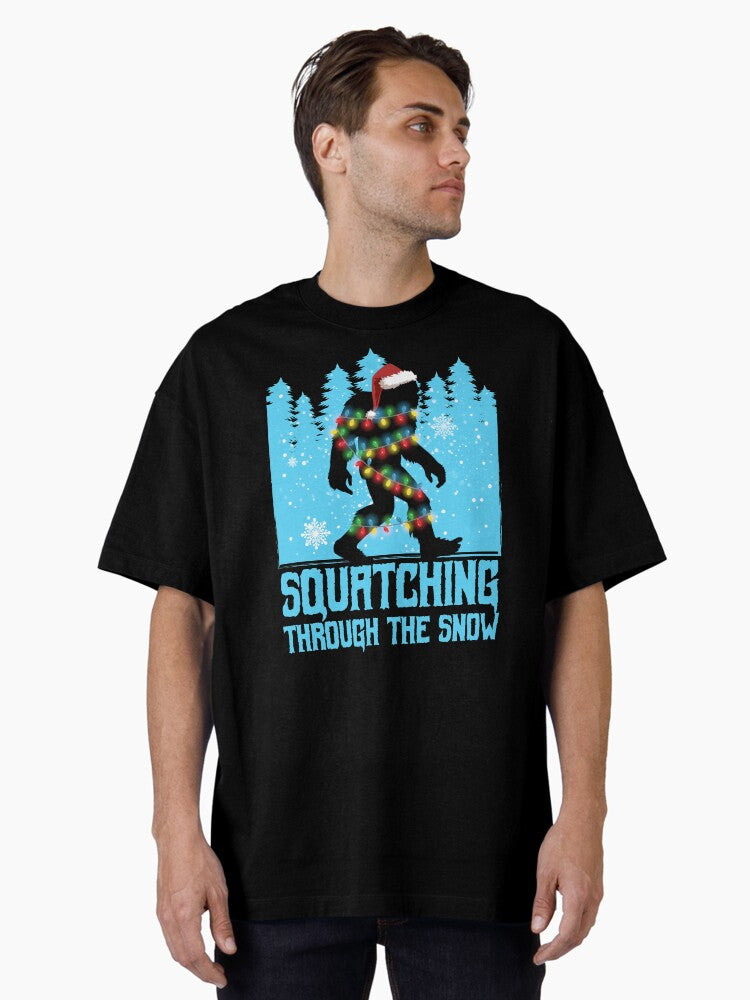 Bigfoot Sasquatch Squatching Through the Snow Oversized TShirt T-Shirt | Premium Graphic | Top Pick For Gifting