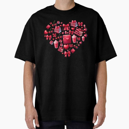 Coquette Cherry Book Lover Heart Oversized T-Shirt for Sale by Auchi26