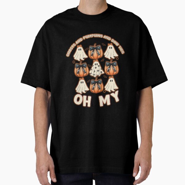 Ghosts and Pumpkins and Bow Ties Oh My | Coquette Pattern | Funny Halloween Oversized T-Shirt for Sale by TammarsDesigns