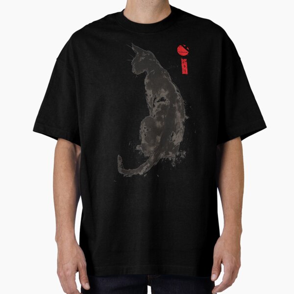 "Japanese Sumi-e Ink Style Cat" Oversized T-Shirt for Sale by Talismanic-Shop