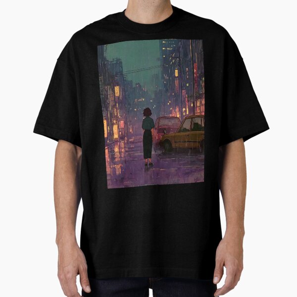"Melancholic Lofi Rainy Day Art" Oversized T-Shirt for Sale by bapupa
