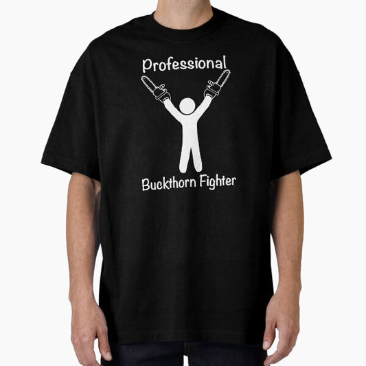 Professional Buckthorn Fighter - White & Black Oversized T-Shirt for Sale by EcoElsa