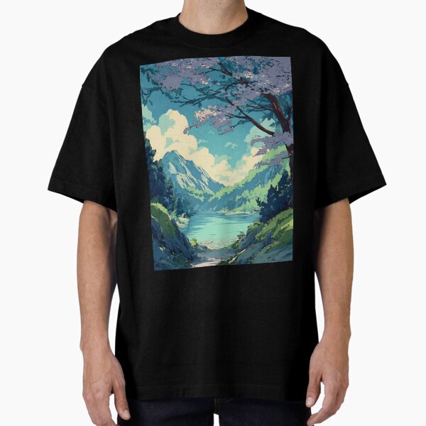 "Peaceful Lofi Nature Art" Oversized T-Shirt for Sale by bapupa