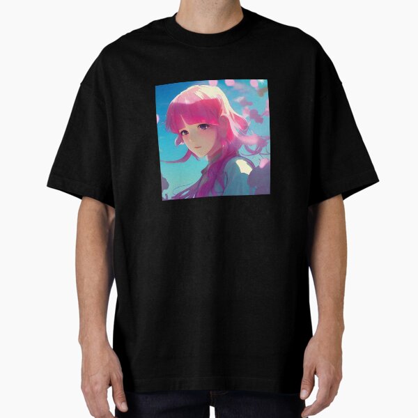 "Aesthetic Lofi Anime Illustration of Girl ‘Girl with Pink Hair’" Oversized T-Shirt for Sale by AVBDesigns20