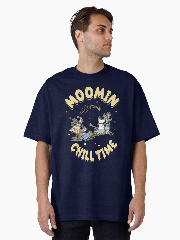 Moomin Sleigh Ride Festive Winter Chill Time Oversized TShirt T-Shirt | Fan Favorite Artwork | Perfect For Daily Wear