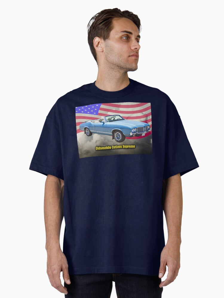 Oldsmobile Cutlass Supreme And American Flag Oversized T-Shirt T-Shirt | Exclusive Edition | Top Pick For Fans