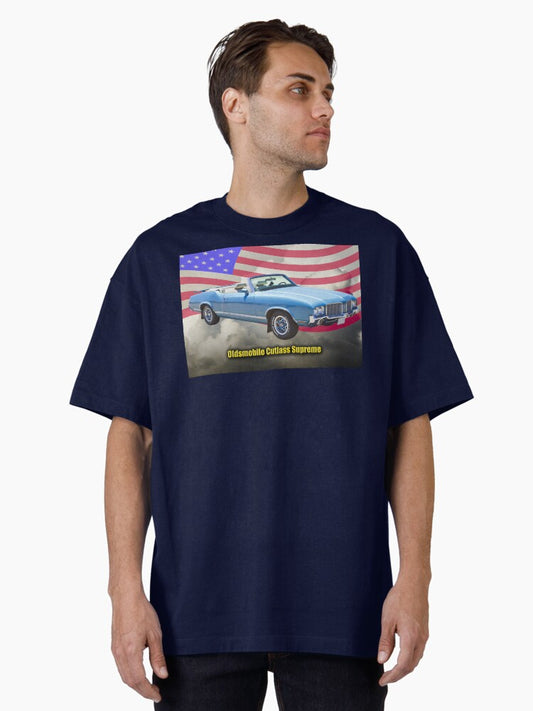 Oldsmobile Cutlass Supreme And American Flag Oversized T-Shirt T-Shirt | Exclusive Edition | Top Pick For Fans