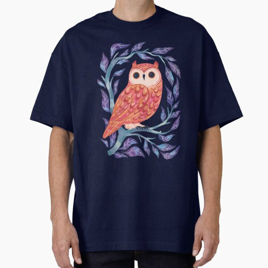 Owl Sitting In A Tree Oversized T-Shirt for Sale by michelledraws