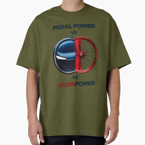 "Bicycle Lover Gift – Pedal Power vs Horsepower Eco Design" Oversized T-Shirt for Sale by Sprout-Theory