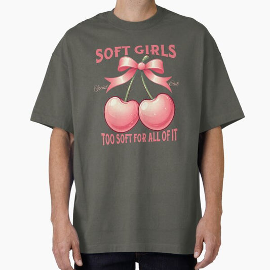 Soft Girls Social Club Cute Coquette Cherry Aesthetic  Oversized T-Shirt for Sale by Auchi26