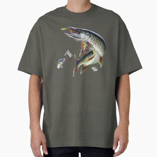 Muskie Fishing Oversized T-Shirt for Sale by Salmoneggs