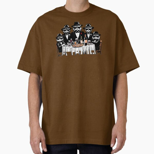La Familia – Mafia Cats Dinner Oversized T-Shirt by Closeddog