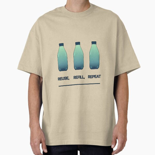 "Reuse Refill Repeat – Sustainable Lifestyle & Eco Icon Design" Oversized T-Shirt for Sale by Sprout-Theory