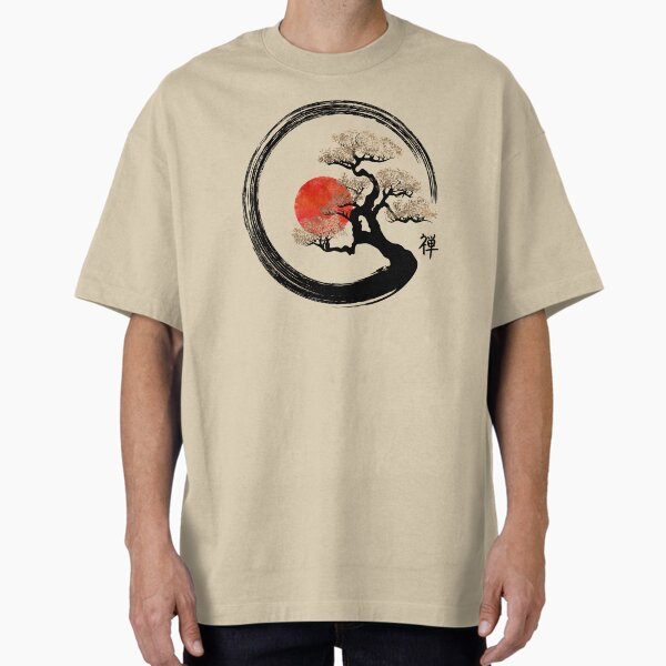 Enso Circle and Bonsai Tree on Canvas Oversized T-Shirt for Sale by k9printart
