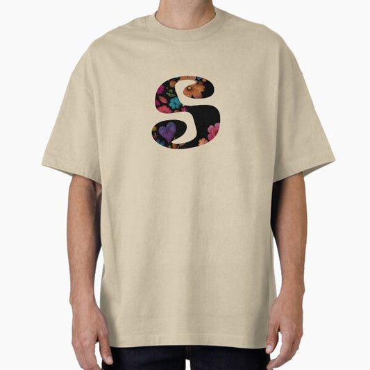 Bold Black Groovy Letter With Colorful Flowers Oversized T-Shirt for Sale by Devhali