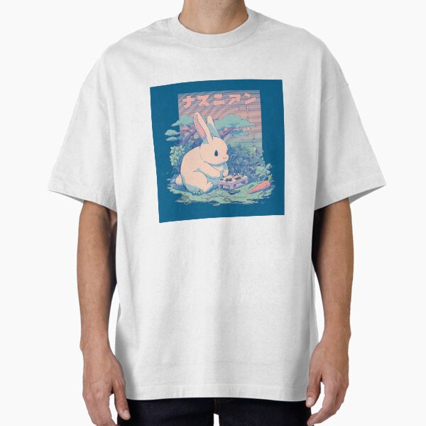 "Bunny Gamer Vaporwave Pastel Retro Handheld Art" Oversized T-Shirt by ejgdev