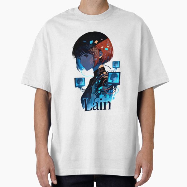 Cutest Serial Experiments Lain Cyberpunk Aesthetic | Retro Anime Glitch Design Oversized T-Shirt for Sale by Gurjeetpixelart