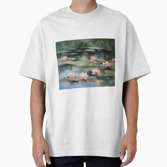 Coquette aesthetic vintage painting of a lake with water lilies Oversized T-Shirt by CoquetteArt