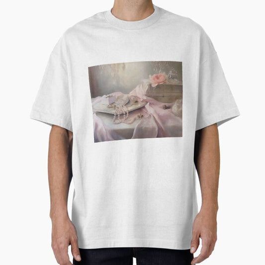 Coquette aesthetic vintage painting of a nature morte with jewellery Oversized T-Shirt by CoquetteArt
