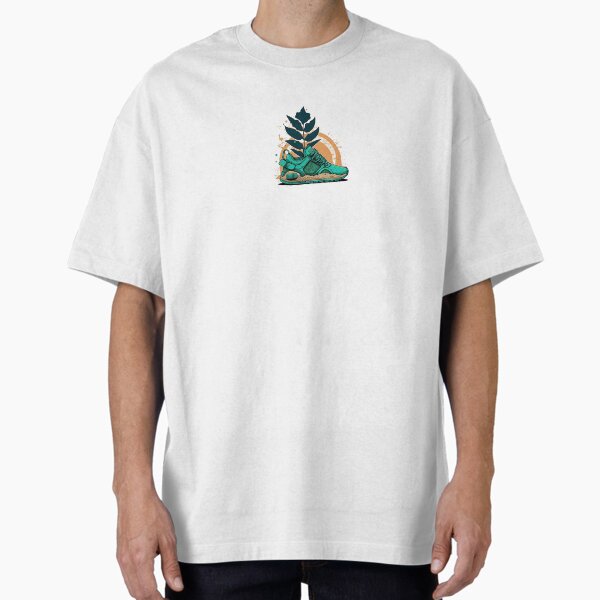 "Make a Bold Eco-Friendly Statement with Greenbubble's Cartoon Style Sneaker with Plant" Oversized T-Shirt for Sale by WonderWorldArt