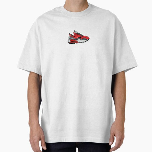 "Make a Sustainable Statement with Greenbubble's Cartoon High Sneaker Design in red" Oversized T-Shirt for Sale by WonderWorldArt