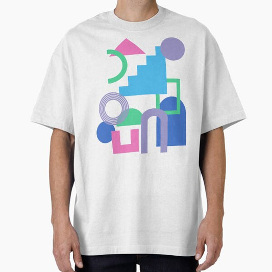 Abstract Shape Collage in Bright 90s Colors Oversized T-Shirt for Sale by JuneJournal