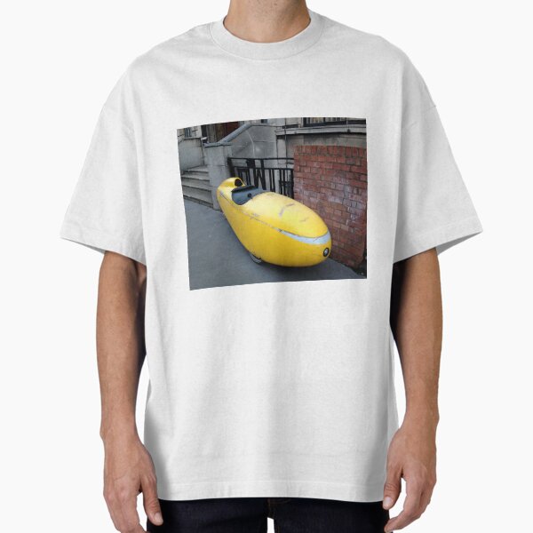 "Eco-Adventure Vibes: Yellow Velomobile in London Streets" Oversized T-Shirt for Sale by HFGjewels