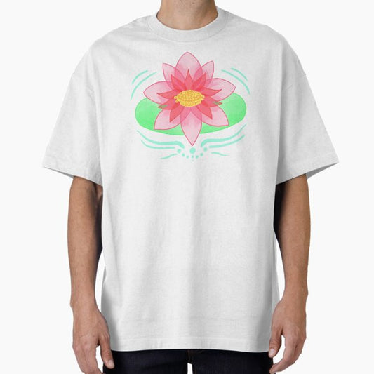 Pink Stylized Lotus Flower Oversized T-Shirt for Sale by piriluka