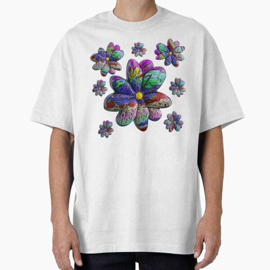 Colorful Flowers with a Mexican Motif Oversized T-Shirt for Sale by pepperandy