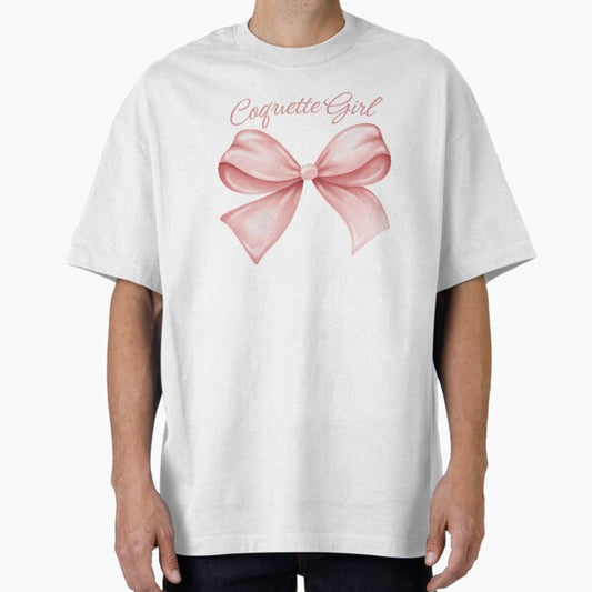 Coquette Girl Pink Coquette Bow Oversized T-Shirt for Sale by thebest-2studio