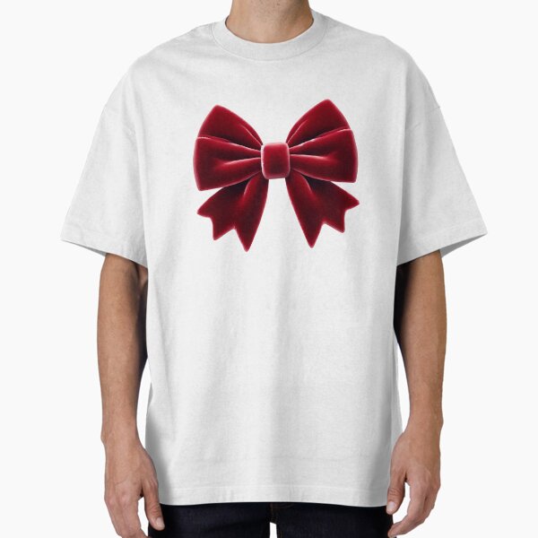 Cute Red Coquette Bow, Christmas Oversized T-Shirt for Sale by stylishdzign