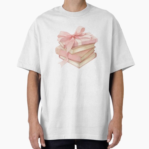 Coquette Aesthetic Pink Bow Book sticker Oversized T-Shirt for Sale by olivialontini