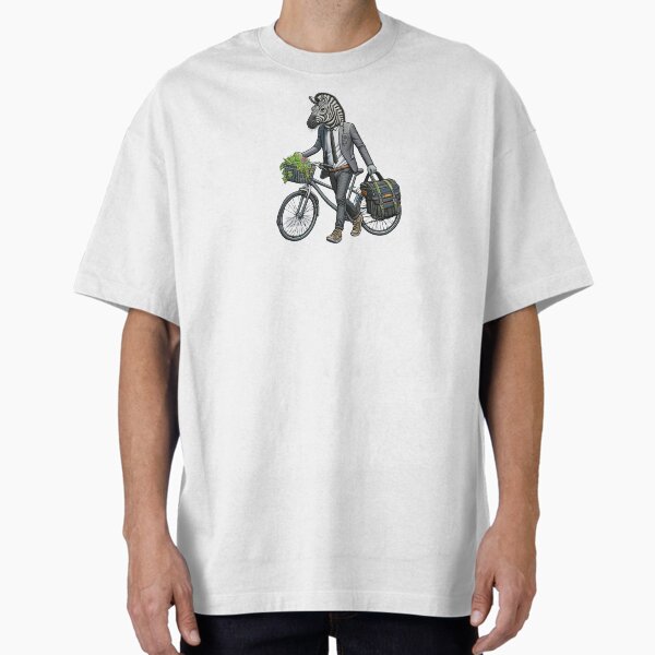 "Eco Commuter: Zebra on Bicycle, Sustainability in Motion" Oversized T-Shirt for Sale by DaveM1