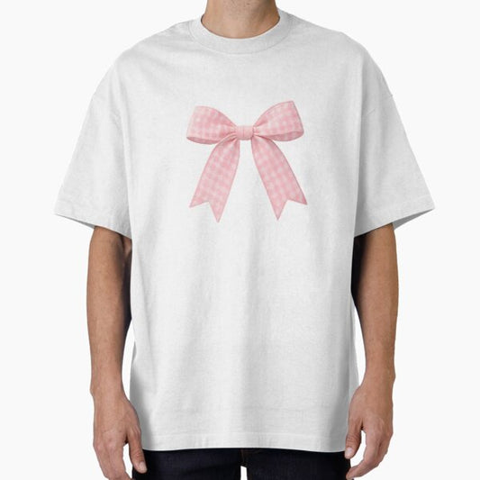 Cute Pink Coquette Bow, Valentines Oversized T-Shirt for Sale by stylishdzign
