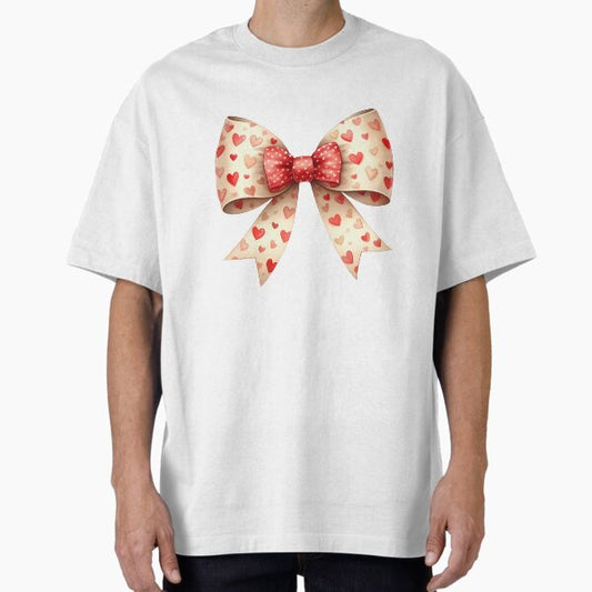 Cute Red Coquette Bow, Valentines Oversized T-Shirt for Sale by stylishdzign