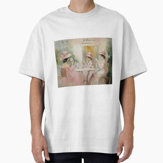 Coquette aesthetic vintage painting of a three women having tea Oversized T-Shirt by CoquetteArt
