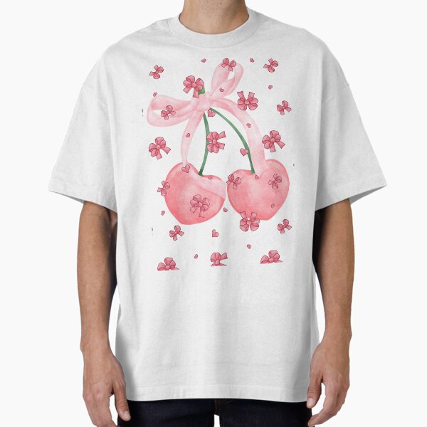 Coquette Cherrys, Pink Bow Oversized T-Shirt for Sale by Mari67-Ink
