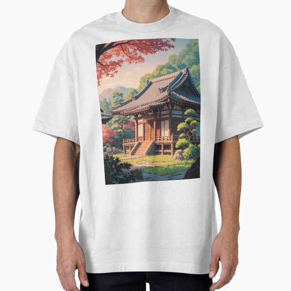 "Japanese Temple in Serene Twilight" Oversized T-Shirt for Sale by SakuraHaven