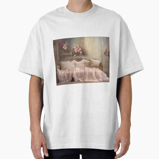 Coquette aesthetic vintage painting of pink bedroom Oversized T-Shirt by CoquetteArt