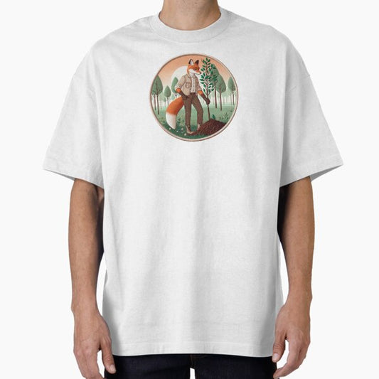 "Forest Guardian: Fox Planting Tree, Eco Preservation" Oversized T-Shirt for Sale by DaveM1