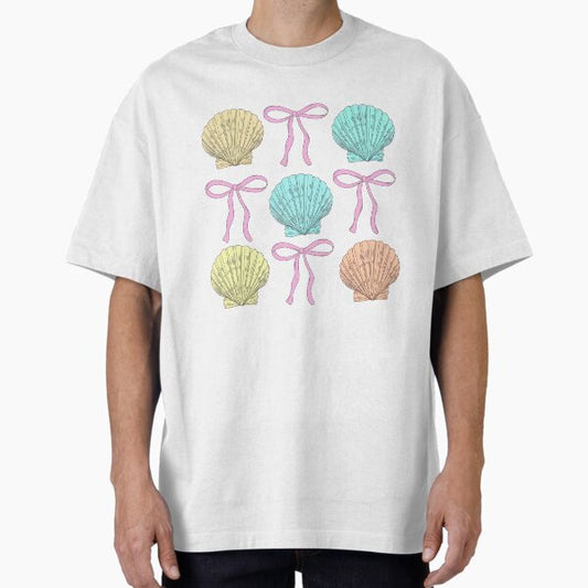 Coquette Seashell Summer Coquette Bow Retro Summer Little Ocean Shower Oversized T-Shirt for Sale by Shosohey
