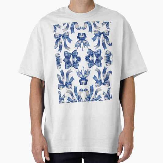 Blue Coquette bow pattern Oversized T-Shirt for Sale by AnnDart