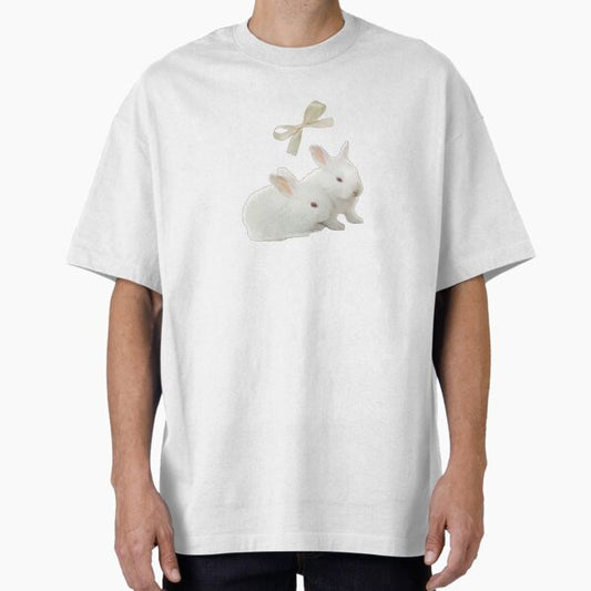Coquette bunnies with ribbon  Oversized T-Shirt for Sale by Pixiedrop