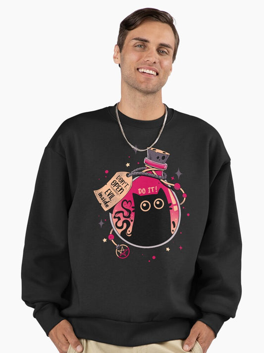 Bottled Menace - Evil Black Cat Premium Oversized Sweatshirt